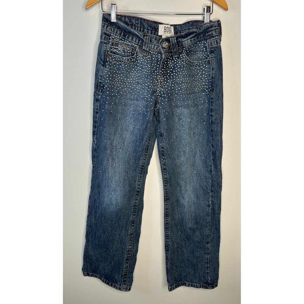 BDG Kayla Lowrider Studded Jeans Blue Denim Low Rise Straight Leg Womens Size 25 - Picture 2 of 16